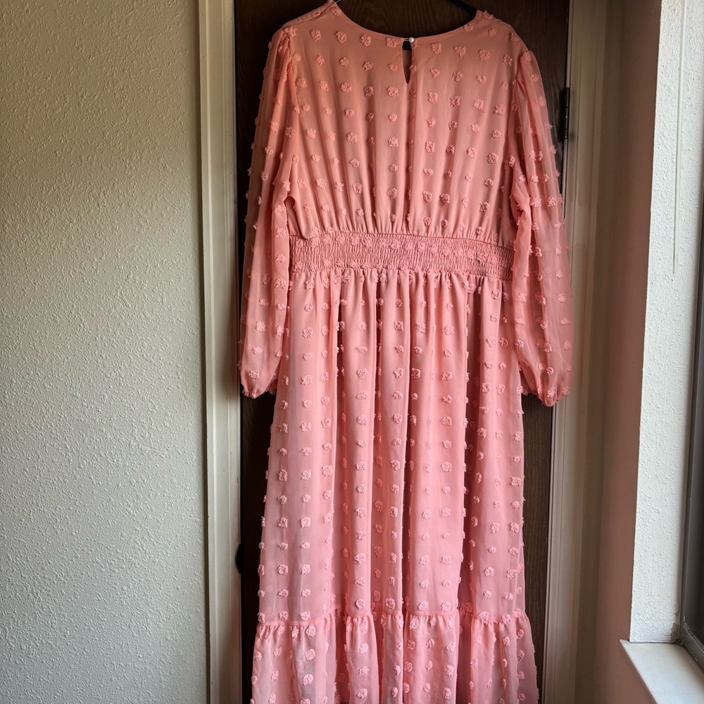 Women's Midi Dress with Textured Dot Detail - Picture 3 of 4